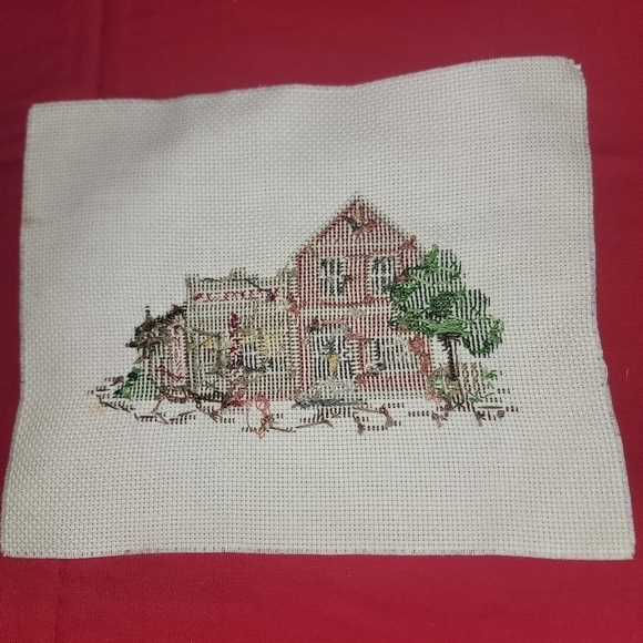 Cross-stitch village. Handmade, just needs a frame - Picture 3 of 3